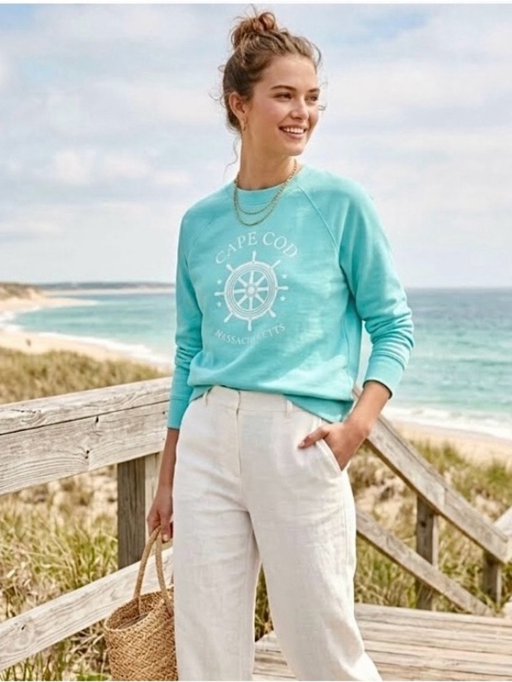 J. Crew Cape Cod Sweatshirt Aqua Women’s size Medium
